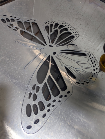 water jet cutting of steel butterfly